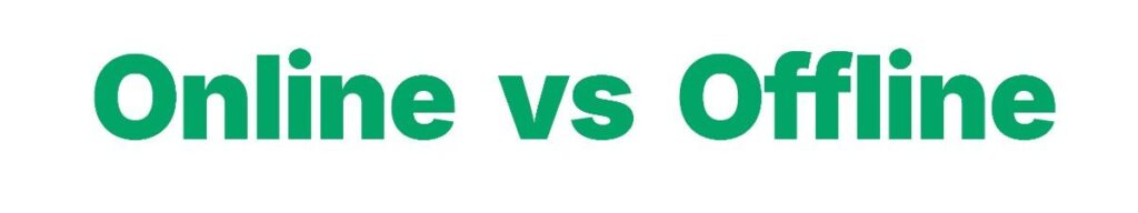 Online vs offline digital marketing course comparison highlighting different learning modes.